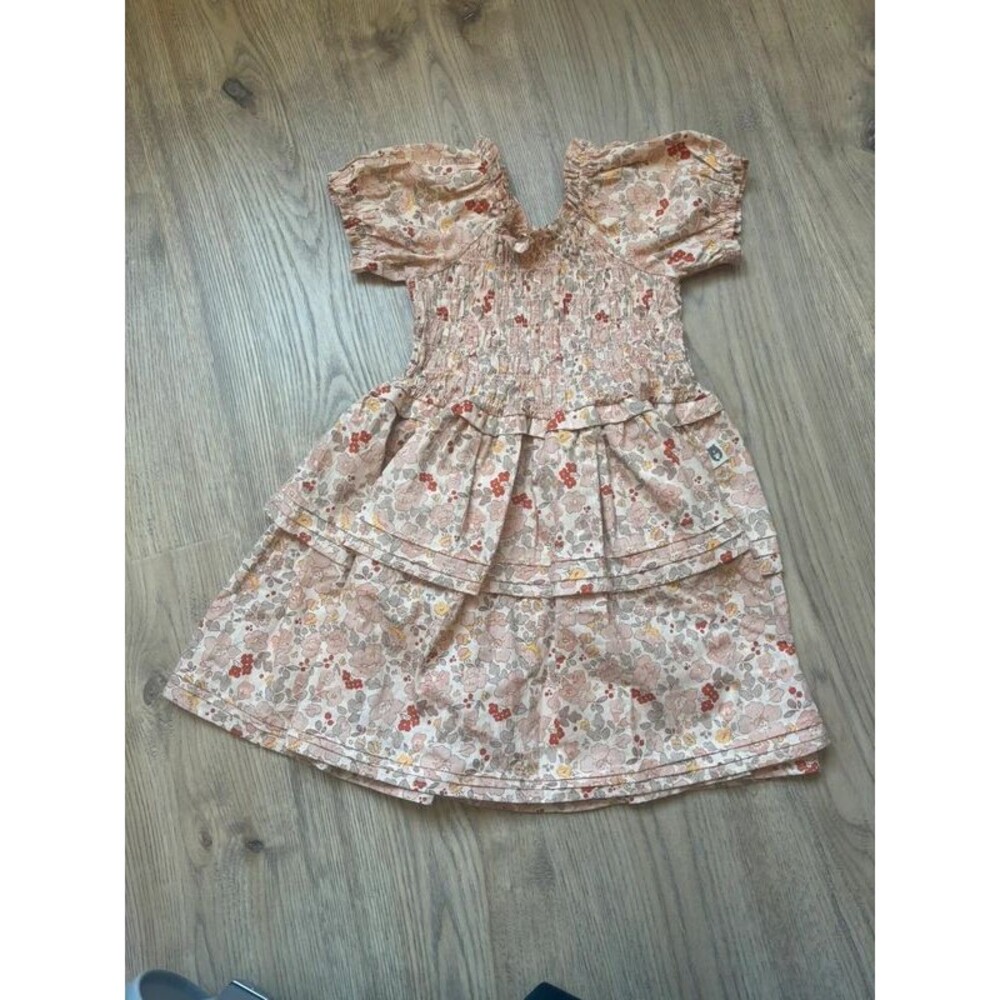 Rabbit and Bear Girls 4T Organic Cotton Floral Smocked Dress Cottagecore